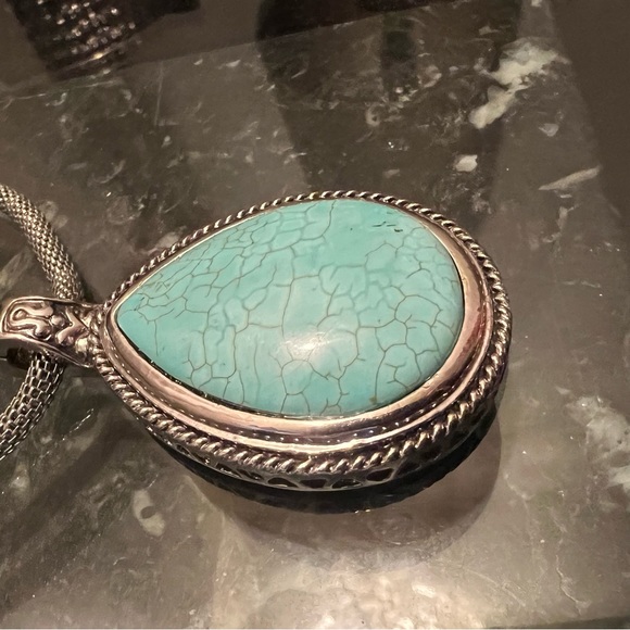Pendant & Necklace Set - Turquoise Pendant w/ Woven Chain Necklace NWOT - Picture 7 of 17